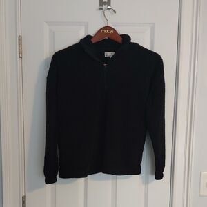 Cuddl Duds Quarter Zip Black Sherpa Sweater, Size S